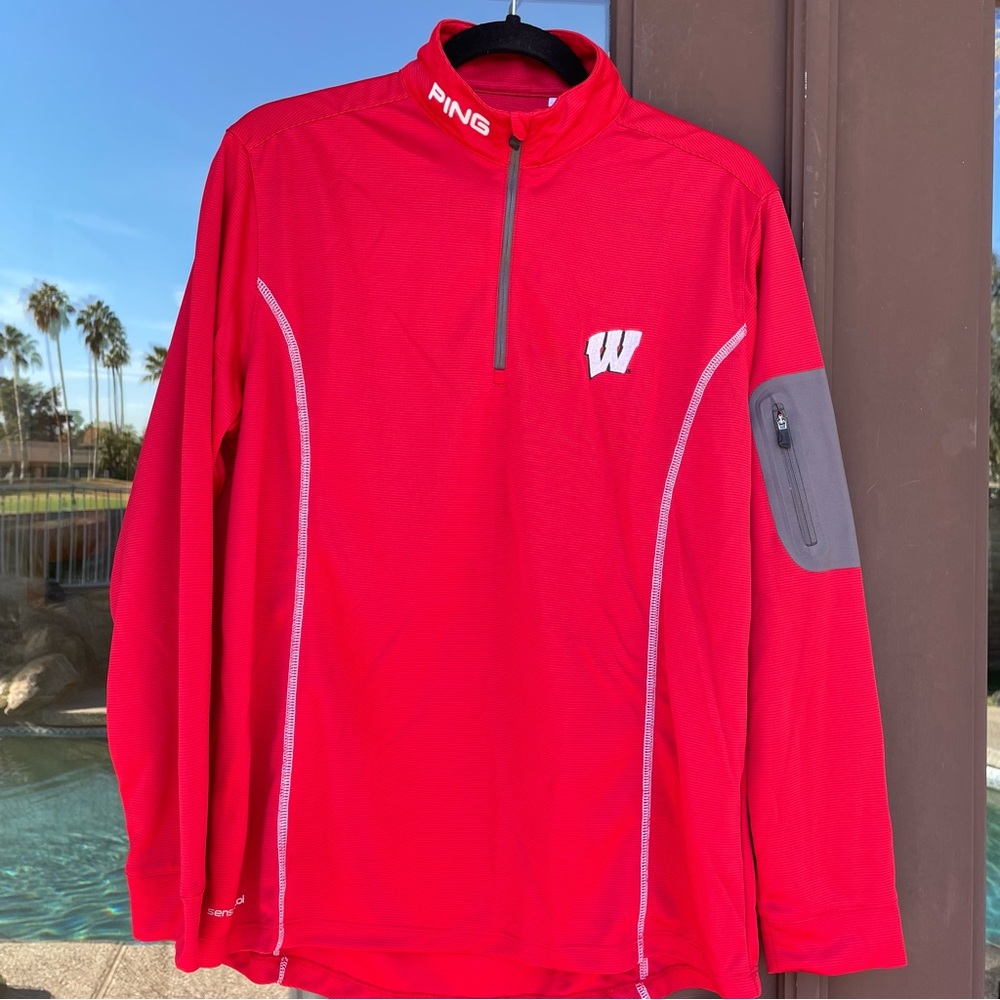 PING 1/4-Zip Red University of Wisconsin "W" Pullover XL - Picture 2 of 13